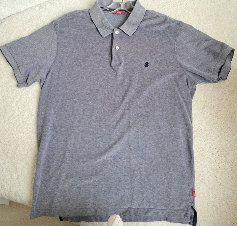 IZOD Mens Polo Golf Short Sleeve Collared Shirt XL BLue White Excellent 
