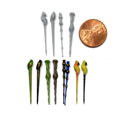 MAGIC WANDS 4 Pc Set DIY Unpainted Resin Wands in Dollhouse Miniature 1:12 Scale