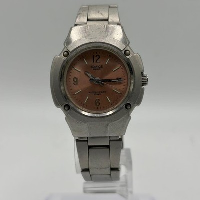CASIO EDIFICE LMW-100 lachsrosa Zifferblatt Datum Quarzuhr aus Japan