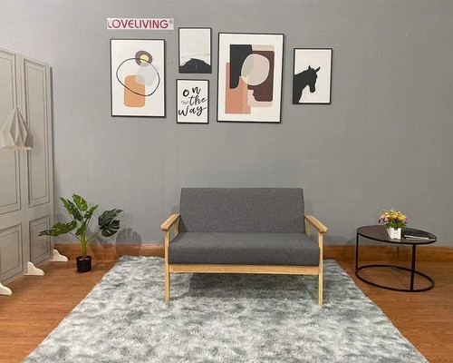 2-Sitzer Sofa Holzrahmen Loveseat Leinenoptik Balkon Doppelsofa Sessel Lounge - Bild 4 von 11