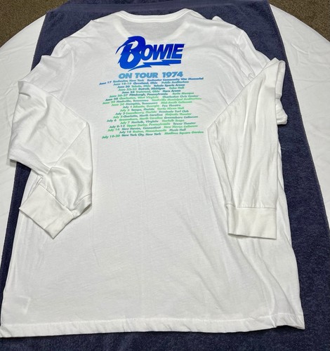 T-shirt David Bowie adulto 2xl 1974 tour concerto cani diamanti bianca manica lunga - Foto 2 di 6
