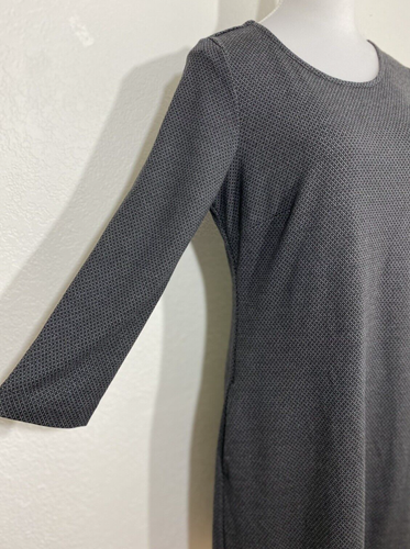 Nicole Miller Size M Women Gray Diamond Print Long Sleeve Sheath Dress Pocket - Picture 3 of 10