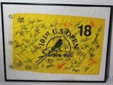 2001 US Open Autographed PGA Golf Flag COA Southern Hills Tulsa Oklahoma 45 Auto