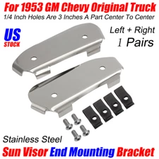 Pairs Stainless Steel Sun Visor End Mounting Bracket Kit For GM Chevy Truck 1953