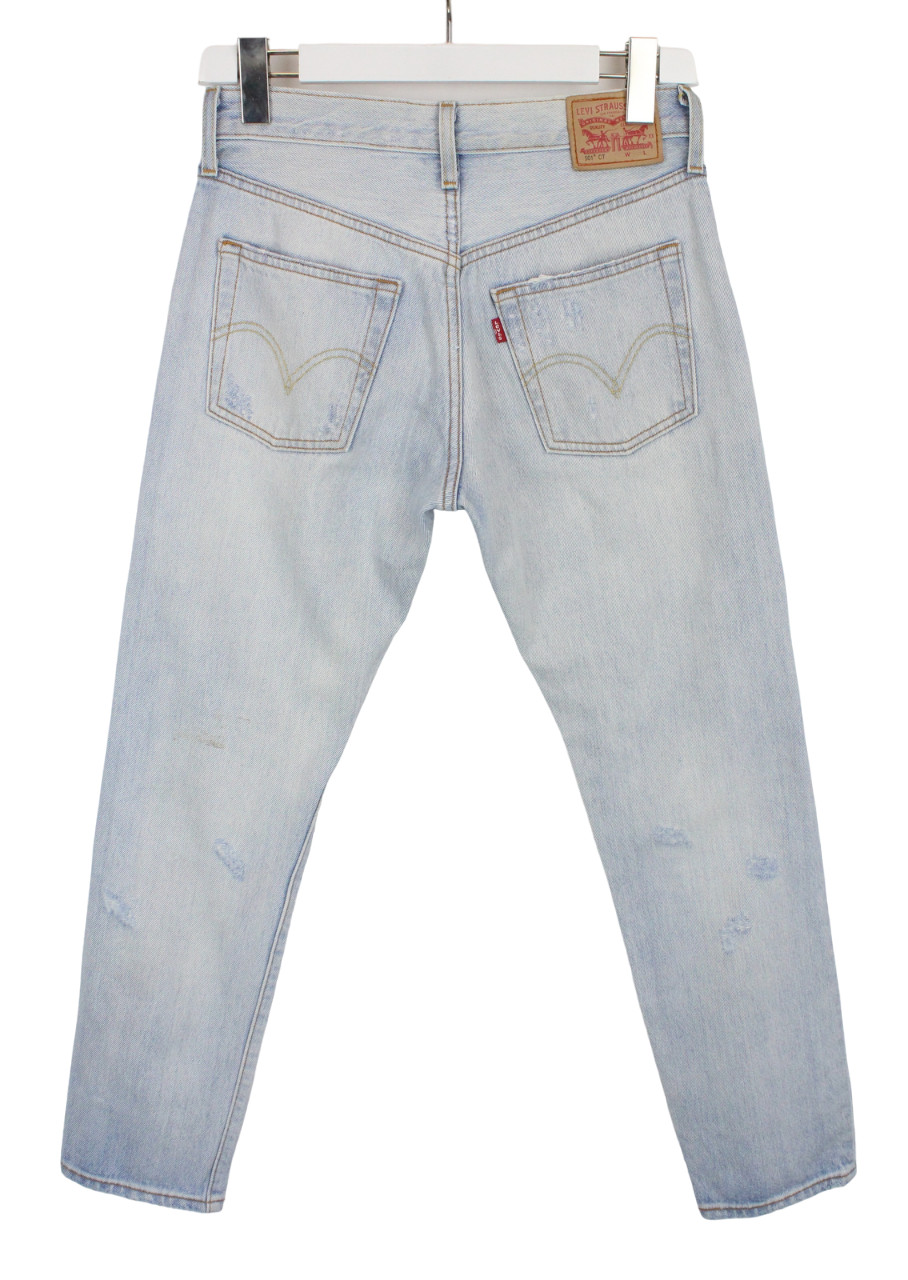 Levi's 501 CT Jeans Mens W24/L32 Customised Tapered Ripped Distressed Button