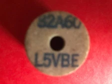 Norton Grinder, 32A60-L5VBE, In/Out. Dia. 0.5” /1.0”, Thick 0.75”, Lot of 1