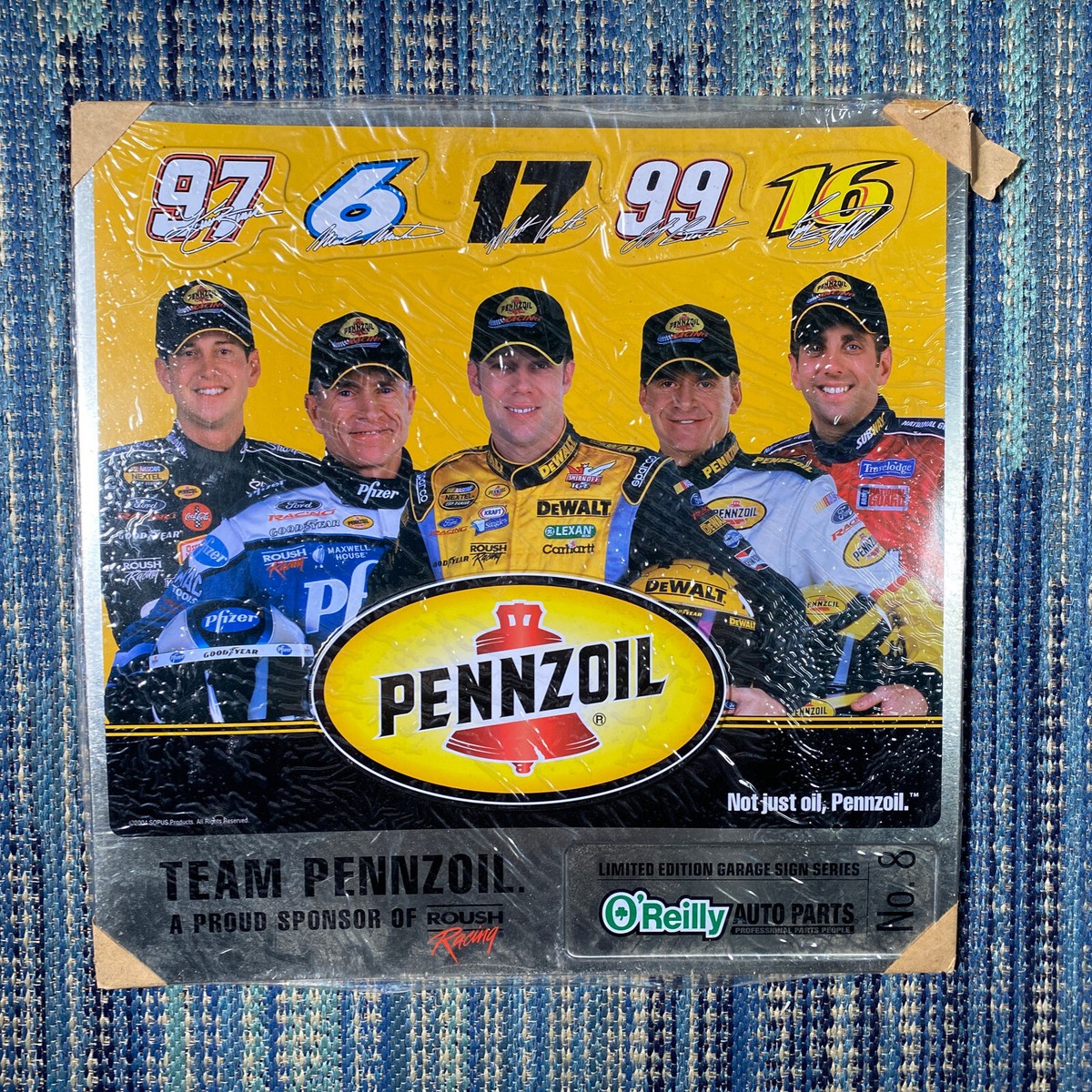 2004 Team Pennzoil Metal Sign NASCAR Roush Racing 15” Inch O