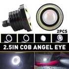 Universal 2Pcs 2.5" Round Projector LED DRL Halo Angel Eyes Fog Lights Lamp