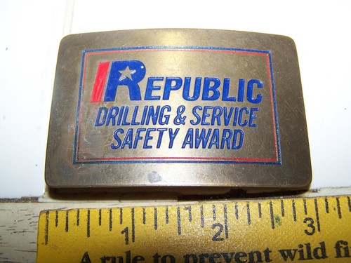 Vintage Republic Drilling Co Safety Award Belt Buckle Oilfield Services