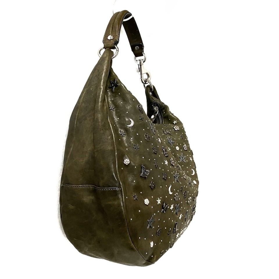 Auth JIMMY CHOO Zodiac Gray Silver Leather Shoulder Bag eBay