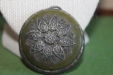 VINTAGE DESIGNER ART DECO OLD PLASTIC BAKELITE BELT BACKLE SILVER PLATED