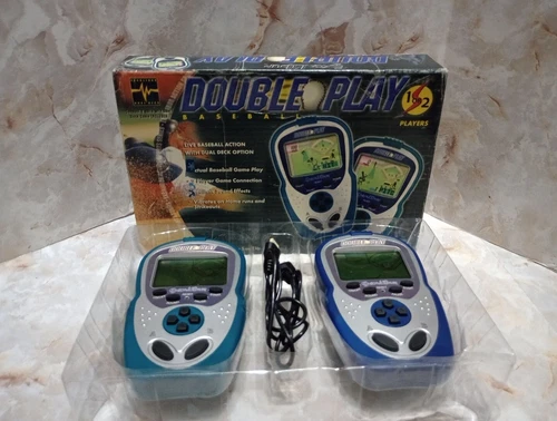 BASEBALL DOUBLE PLAY EXCALIBUR ELECTRONIC HANDHELD TRAVEL VIDEO LCD GAME BLUE AB