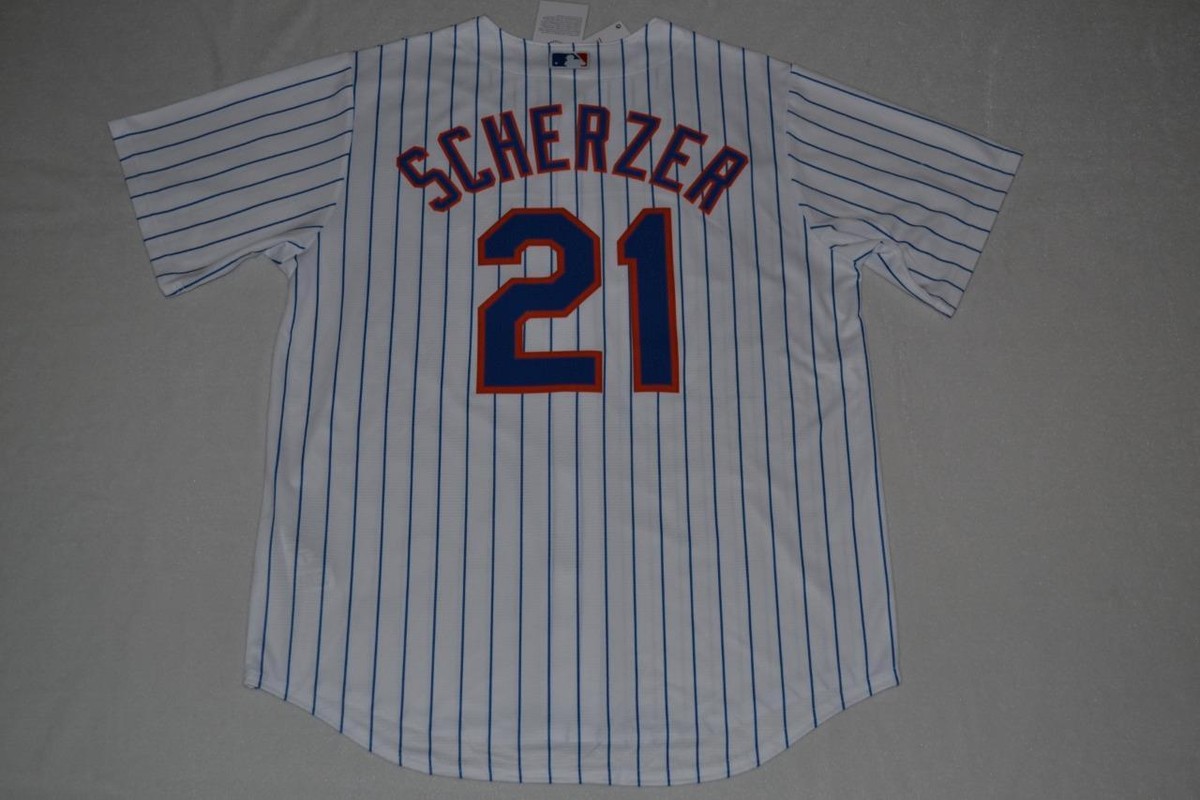 Nike Men's New York Mets Max Scherzer #21 WHITE Cool Base Jersey