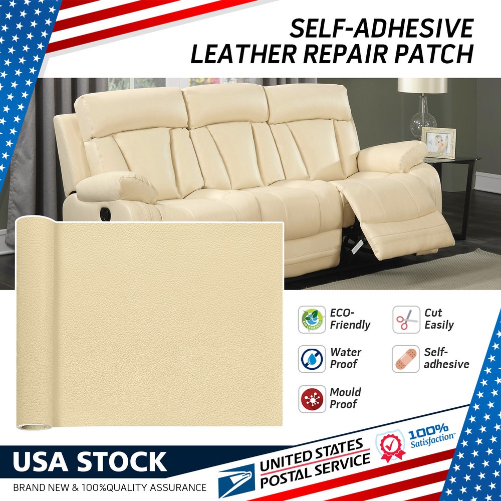 Beige Leather Repair Kit Self-Adhesive Patch Sticking on Sofa Clothing Car Seat