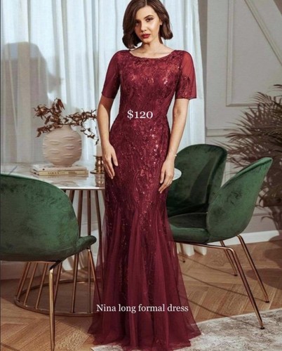 Long Fishtail Maroon Formal Elegant 