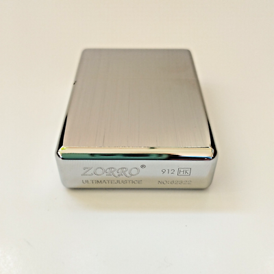 Zorro 912 Brushed Silver Chrome Brass Lighter - 150g Case & Heavy
