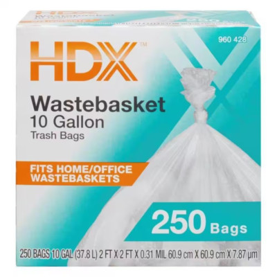 10 Gal. Clear Waste Liner Trash Bags (250-Count)