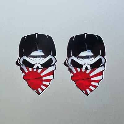 2x Small Skull With Face Bandana & Japan Rising Sun Flag Vinyl Sticker ...