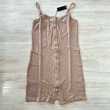 NWT Monrow Front Snap-button Spaghetti Straps Sweater Dress Sz. Medium