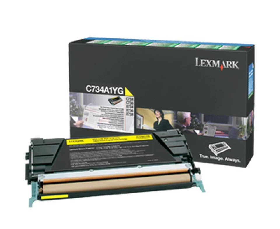 Lexmark C734A1YG Cartouche de toner Jaune authentique (TVA incluse) - Photo 1/1