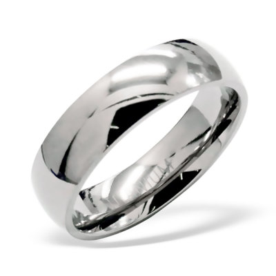 NEW 6mm Wide TITANIUM Silver Ring Band Shiny Wedding Promise 