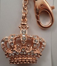 Rhinestone Bling Copper Golden Rose Key Chain Charm Purse Fob