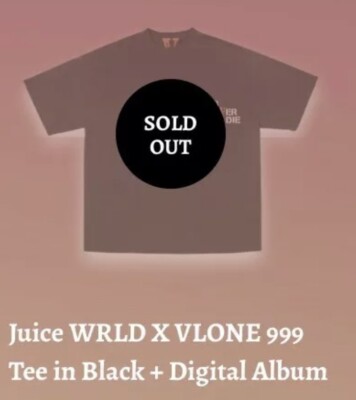 Juice WRLD X VLONE 999 V Logo Tee Shirt Black Size Medium