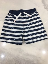 H M Toddler Boys Swim Shorts Blue Striped with stars Trunks Size 1-2 Years