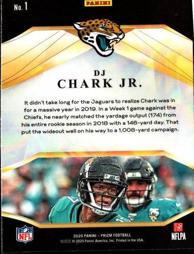 2020 Panini Prizm Football Brillance #1 DJ Chark Jr JAGUARS - Picture 2 of 2