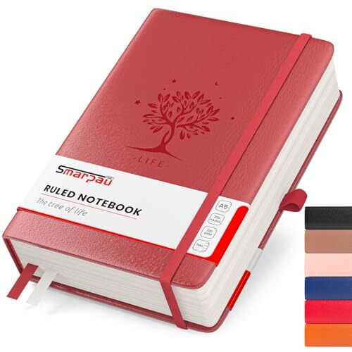 A5 Red Leather Journal - 320-Page Hardcover Notebook for Writing-image