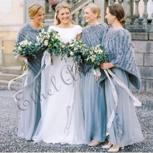 Real Rabbit Fur Cape Wedding Scarf Coat 