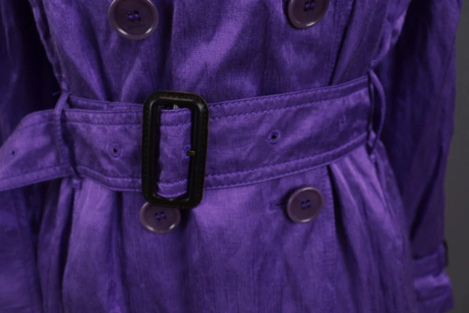 Chaqueta gabardina ETRO Milano cinturón púrpura doble botonadura talla 42 Foto 3 de 4