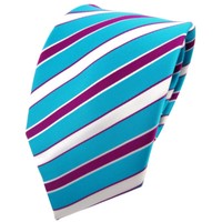 Tigertie Krawatte TüRkis TüRkisblau Weiß Magenta Lila Gestreift - Binder Tie