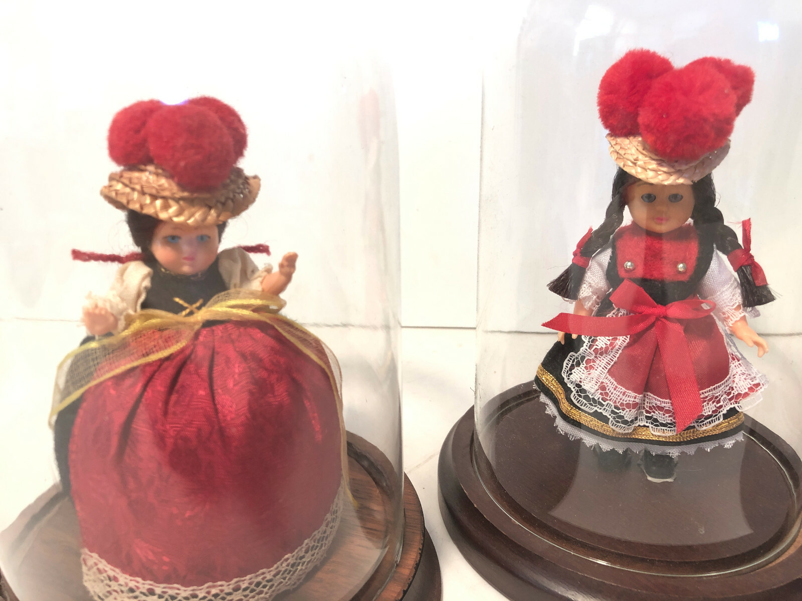 3 DOLLS UNDER GLASS DOMES eBay