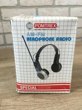 Vintage POMTREX "Special Edition" AM/FM Headphone Radio (built-in) MN 120-12346