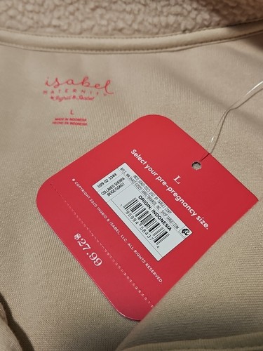 Women’s Isabel Maternity by Ingrid & Isabel Sherpa Fleece- Large BEIGE NWT - Picture 3 of 5