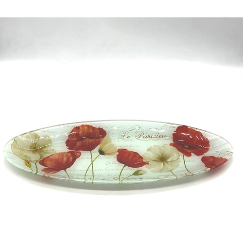 Gorgeous Le Parisien Large Semi-Transparent Oval Poppies Dressing Trinket Tray - Picture 5 of 5