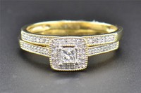 Diamond Bridal Set Princess Engagement Ring Wedding Band 10k Yellow Gold 0.28 Ct on sale Diamond Bridal Set Princess Engagement Ring Wedding Band 10k Yellow Gold 0.28 Ct on sale