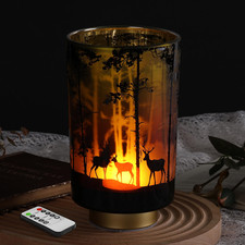 Eywamage Large Battery Operated Table Lamp Remote Forest Deer Accent Lamp