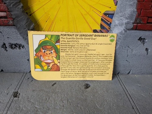TMNT TEENAGE MUTANT NINJA TURTLES VINTAGE 1992 SERGEANT BANANAS PROFILE CARD