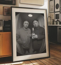 Putin & Kim Jong Un Funny Wall Art – Political Satire Poster, Humorous Decor