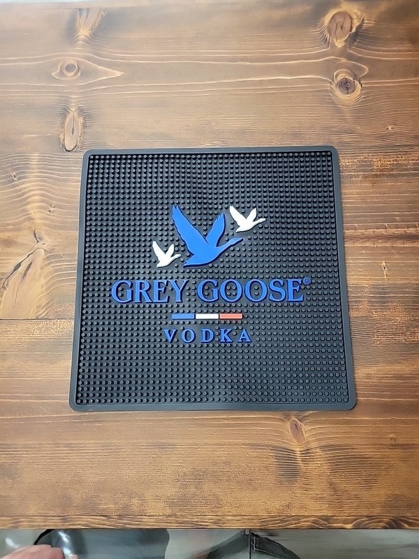 XL Grey Goose Vodka Rubber Bar Mat Spill Mat Black NEW 17x17 Inch Large Big