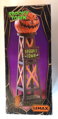 Lemax 83341 EVIL PUMPKIN WATER TOWER Spooky Town Table Accent Halloween Piece 