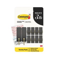 Mixed Hooks Pack, 10 Soot, 12 Strips (2 Medium Hooks, 8 Spring Clips), for Ha... 1.15 per strip