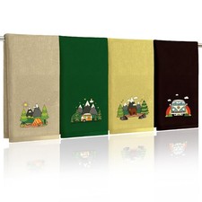 4 Pcs Camping Towels Camp Cotton Towel Set 29 x 13.3 Inch Camper Embroidered ...