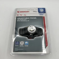 Jobsmart 130 Lumen LED Headlamp Adjustable Focus 425ft Beam Hands-Free Light NEW