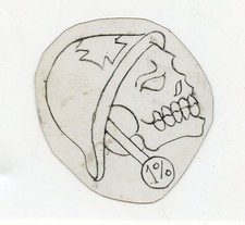 original antique tattoo flash biker 1 er stencil acetate breezy rantoul IL 2.5x2