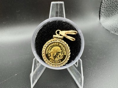 1994 Endangered Wildlife Society 1 Gram .999 Fine Gold Coin Pendant 14K Gold