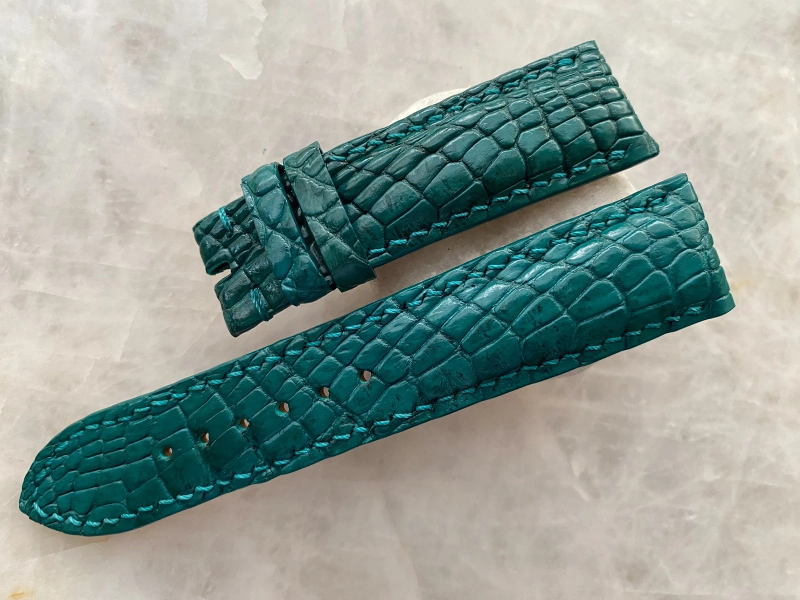 22mm/20mm Green Alligator Crocodile Print Leather Watch Strap Band