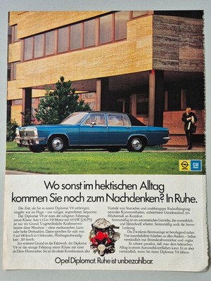 Originale Werbeanzeige Opel Diplomat B V8 1974 aus Magazin